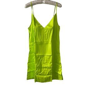 ETTITUDE Sateen Slip Dress in Lime Green medium NIB